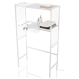 LOWYA （ロウヤ） ランドリーラック サニタリー収納 伸縮 15段階可動 バスケット付 錆びにくいパウダーコーティング ワイヤーラック 64.5～94cm 収納 ホワイト おしゃれ 新生活