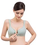 (ラボーグ) La vogue レディース 授乳ブラジャー マタニティウェア 2Wayオープン 婦人 妊婦用 インナー下着 前ボタン開閉 ドット柄 (90B, 1グリーン)