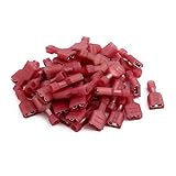 uxcell 絶縁圧着端子　ナイロン製　レッド　22-16AMGワイヤ　 50個入り