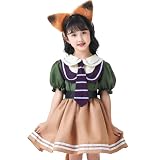 [DECEED] ハロウィン ニック コスプレ 女の子 キツネ詐欺師 ズートピア コスチューム 動物大都会 Cosplay 子供 可愛い ワンピース ロリータ キツネ 仮装 ガールズ 5点セット（140）