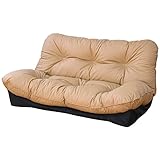 レザー二人掛けリクライニングソファ (ベージュ) 【厚みのある贅沢な座り心地/汚れにくい素材/5段階調節可】