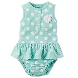 カーターズ ロンパース carter's 女の子用ミントグリーンx白水玉模様3D花デコ付きノースリーブお出かけ用ワンピース サンスーツ (18months... [並行輸入品]