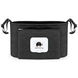 Felimoa ベビーカー用バック おしりふきケース付き ドリンクホルダー 大容量 多機能 オーガナイザー （ブラック)