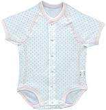 ベビーストーリー メルマ加工 水玉柄フライス 立体裁断 半袖前開ボディスーツ 80cm ピンク EF14502 日本製