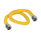 Flextron ftgc-yc38 – 72 70 "柔軟なエポキシ樹脂コーティングガスラインコネクタwith 1 / 2 "外径とナット継手、イエロー/ステンレススチール