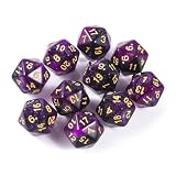 Yourandoll 10個 多面体ダイス D20サイコロ 20面ダイス 20mm Dungeons and Dragons DND TRPG MTGサイコロなどテーブルゲーム用 (パープル ブラック 星空)
