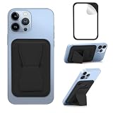 スマホスタンド カードケース スマホ背面スタンド 粘着式 カードポケット カード入れ 背面カード収納 カードホルダー iPhoneカードケース 薄型 軽量 折り畳み式 粘着型 持ち歩き便利 Android 全機種対応 ホルダー ICカード カード入れ 落下防止 ヴィーガンレザー 滑り止め（ブラック）
