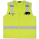 ERB 61201 S414 Class 2 Multi Pocket Surveyor Safety Vest, Lime, Large by ERB