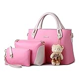 トートバッグ ママバッグ マザーズバッグ ショルダーバッグ 3点セット くまストラッププレゼントmm-kly8878 (ピンク)