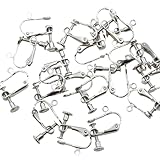 KUKU工房 ネジバネ式 イヤリング 平皿タイプ カン付き ハンドメイド パーツ 材料 20個(10ペア) (シルバー)