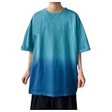 [veolaimy] Tシャツ メンズ 半袖 グラデーション Tシャツ ファッション 韓国風 夏服 涼しい カジュアル ビッグt 柔らかい
