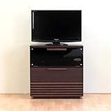 【日本製】北欧風 80cm幅ハイタイプテレビボード ブラウン 完成品