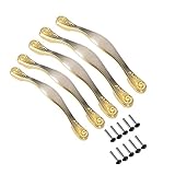 lsgoodcare 5パックゴールド160 mmヨーロッパシンプル円弧形状スタイル家具ドア引き出しプルハンドルキャビネットワードローブ食器棚プルハンドルキッチンノブ、亜鉛合金素材