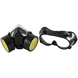 ダブルカートリッジ防塵呼吸マスクFliterゴーグルセットブラック