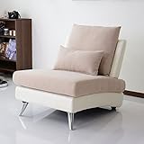 (DORIS) ソファー ソファ 1人掛け 【プルミエ ホワイト×ベージュ】 最高級アーティフィシャルレザーとやさしい手ざわりのファブリック素材 組立式 (KIC)