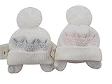 BNWT boys warm winter little bunnies bobble hat in blue or white (0-3 months, Blue) by Hat