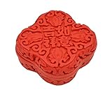 ビンテージ中国スタイルの花の形の2つの彫刻彫刻漆ジュエリーボックス