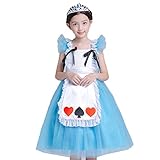 プリンセスなりきり フォーマルドレス 　お姫様ドレス　女児 キッズドレス　アリス風 ワンピース＋王冠＋杖 (140サイズ)