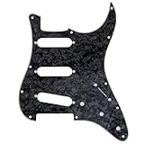 Musiclily Pro 72年式11穴 ストラトキャスター用ピックガード日本製Fender Japan Stratエレキギター用、ブラックパール4P