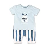 夏　ベビー服　 Tシャツ+パンツ　上下セット　男の子　女の子　動物柄　縞柄　コツトン　ブルー　6M