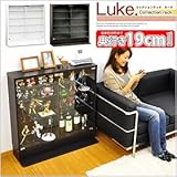 コレクションケース 天板の上にも雑貨や小物を飾ってアレンジ可能！ガラス扉でコレクションをいつまでも美しく♪浅型ロータイプ ホワイト