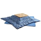 タンスのゲン こたつ 3点セット 【こたつ本体+掛布団+敷布団】 幅80×80cm 正方形 継ぎ脚 UV塗装 600W ハロゲンヒーター 本体ナチュラル 布団水玉ネイビー 68140096 06