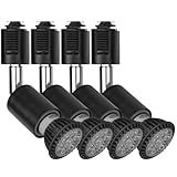 ダクトレール用スポットライト 配線ダクトレール用 スポットライト レールライト LEDスポットライト E26 LED電球付き ライティングバー用器具セット ライティングレール おしゃれ スポット照明 ダイニング 店舗照明 天井照明 (昼白色・4個セット, ブラック)