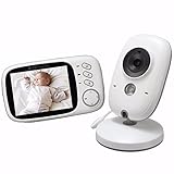 ワイヤレスベビーモニター、3.2インチLCD赤外線ナイトビジョン双方向インターコム温度感知音楽スマートカメラ