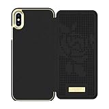 [kate spade new york] iPhone XS Max ケース 手帳型 Folio Case 正規品 ケイトスペード ニューヨーク (PerForated Rose Black/Gold Logo Plate)