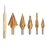 ステップドリル 三角軸 チタンコーティング スパイラルドリル 5本セット HSS鋼 穴あけ/拡大/DIY/木工/金工 掘削工具 電動工具 金属/プラスチック/ガラス繊維/木材 適用 切れ味よく ドリル