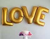 Langxun 40" with 4 Letters"LOVE" Gold Foil Balloons Air-filled / Helium Balloons for Wedding & Birth