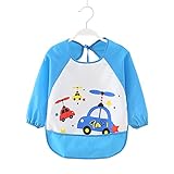 ベビー用　ビブ　エプロン　赤ちゃん　子供用　防水　食事　絵書き　長袖　軽い　カートン　動物柄　1-3歳 (色6)