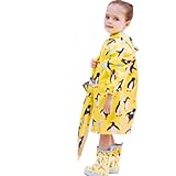 【名古屋子供雨具】レインウエア キッズ 男の子 女の子 ペンギン イエロー 総柄 かわいい オシャレ 1歳〜7歳 通園 通学 お散歩 便利 雨具 カッパ 雨がっぱ 長靴 こども (XL)