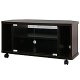 キャスター付き 木製 テレビ台 ロータイプ コーナー TV台 TVボード テレビラック 〔幅80cm〕 ブラウン