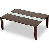 テーブル ローテーブル 折りたたみ 木製 ガラス ちゃぶ台 90×60cm ブラウン