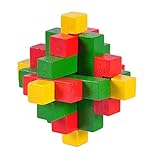 Naisidier 木製パズルゲーム Jiasaws ミステリアスキューブトイ Kongming Lock Brain Teasers IQ おもちゃギフト 子供 大人 カラフル 15リンク用