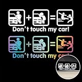 PAVIKE 車ステッカー いたずらシール 車用おもしろステッカー 2枚セット 車傷隠しステッカー 僕の車に触るな 面白い クリエイティブだ 車防水ステッカー （ホワイト、カラー）