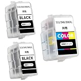 BC-310/BC-345/BC-365共通(BK ブラック)×2 + BC-311/BC-346/BC-366共通(C/M/Y 3色カラー)【合計3本セット】キャノン用 詰め替えインク 大容量 補充用 対応機種：MP493/MP490/MP480/MP280/MP270/MX420/MX350/iP2700/TS3130S/TS3130/TS203/TR4530/TS3330/TS3530