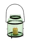 Benzara Metal Glass Lantern with Solid Metal Frame by Benzara