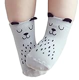 ベビー幼児ボーイズガールズの漫画滑り止めソックスコットンクルーウォーカー (M（2-4歳）, グレー子犬)