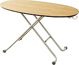 エムール ホワイトオーク突き板 オーバル リフトテーブル