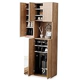 LOWYA （ロウヤ） シューズボックス 靴箱 国産 洗える 可動棚 脱臭ボード アンティーク風 木目調 ミラー付 大川産 キャビネット 収納 ハイタイプ 幅75cm ナチュラル おしゃれ 新生活