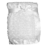 Supersoft White Luxurious Swirl Plush Satin Edged Baby Pram/Crib Blanket - Suitable For Baby Girl/Bo