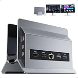 PULWTOP 11 in 1 USB C ドッキングステーション 2画面出力 2 HDMI 4K 60Hz + 3 USBA/C 3.2 10Gbps + 2 USB A 5Gbps + USB-A 2.0 + RJ45 イーサネット + PD3.0 100W出力+ USBC to ホスト 縦置きスタンドとドック 拡張ドッキング Win対応 (アダプターが含まれない) (グレー)