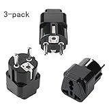 TESSAN Grounded Universal Travel Power Strip Plug Adapter USA to Germany/France Travel Prong Convert