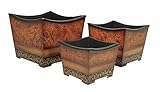 Cheung's FP-2454-3 Wooden Square Decorative Planter (Set of 3)