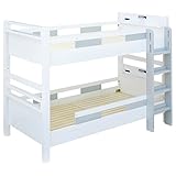 高耐荷重 耐震 宮付 エコ塗装 二段ベッド クレイユ (ホワイト×クラシックグレー)