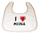 Baby Bib with I Love Miina (first name/surname/nickname) by Shopzeus