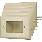 Fosmon 1-gang Recessed低電圧ケーブル壁プレートのインストール用スピーカーワイヤ、同軸ケーブル、HDMIケーブル、またはネットワーク/電話ケーブル(ホワイト) 1-Gang (5P