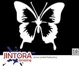 JINTORA ステッカー/カーステッカー - butterfly - 蝶 - 91x88mm - JDM/Die cut - 車/ウィンドウ/ラップトップ/ウィンドウ- 白